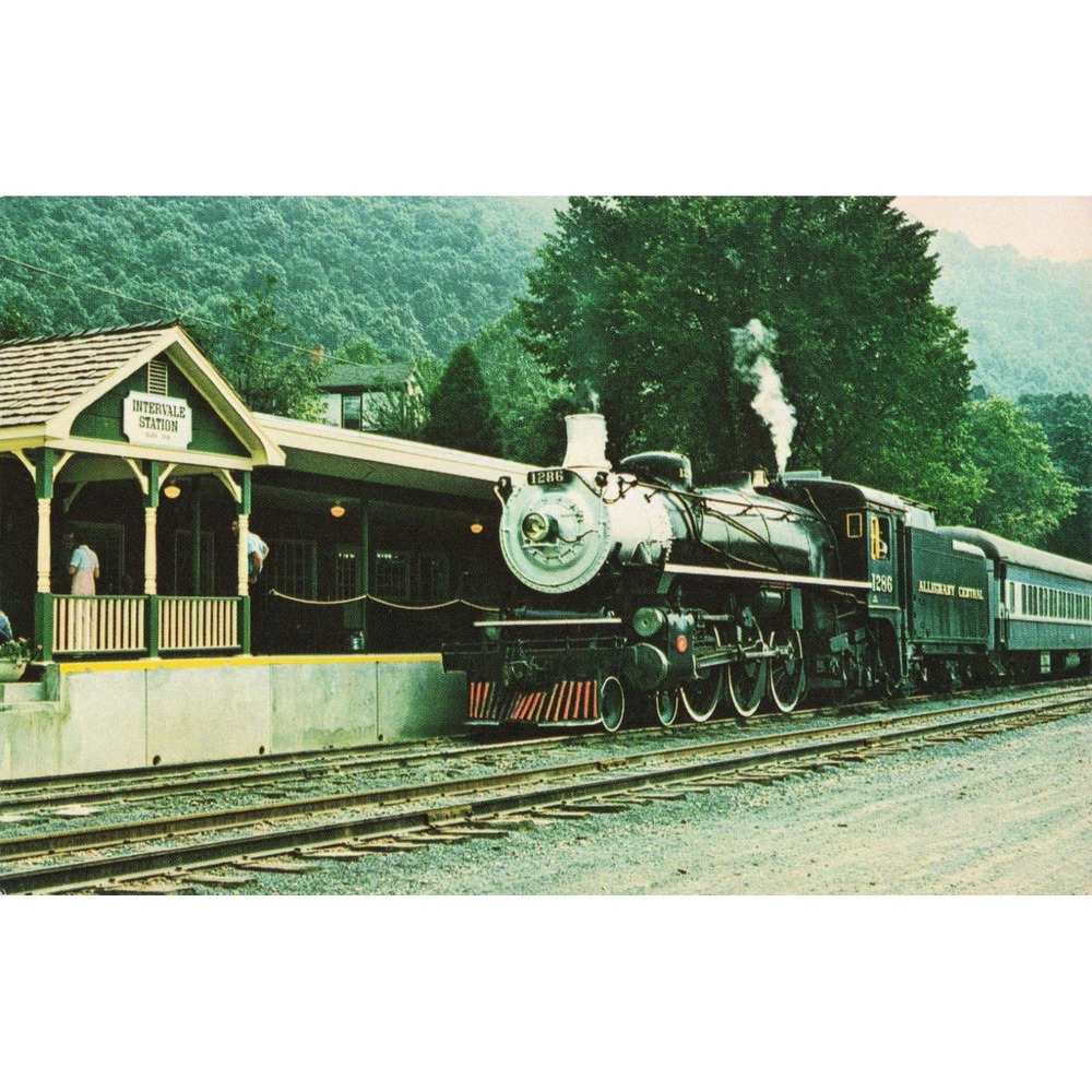 Alleghany Central Scenic Railway Intervale Station VA Steam Locomotive Postcard